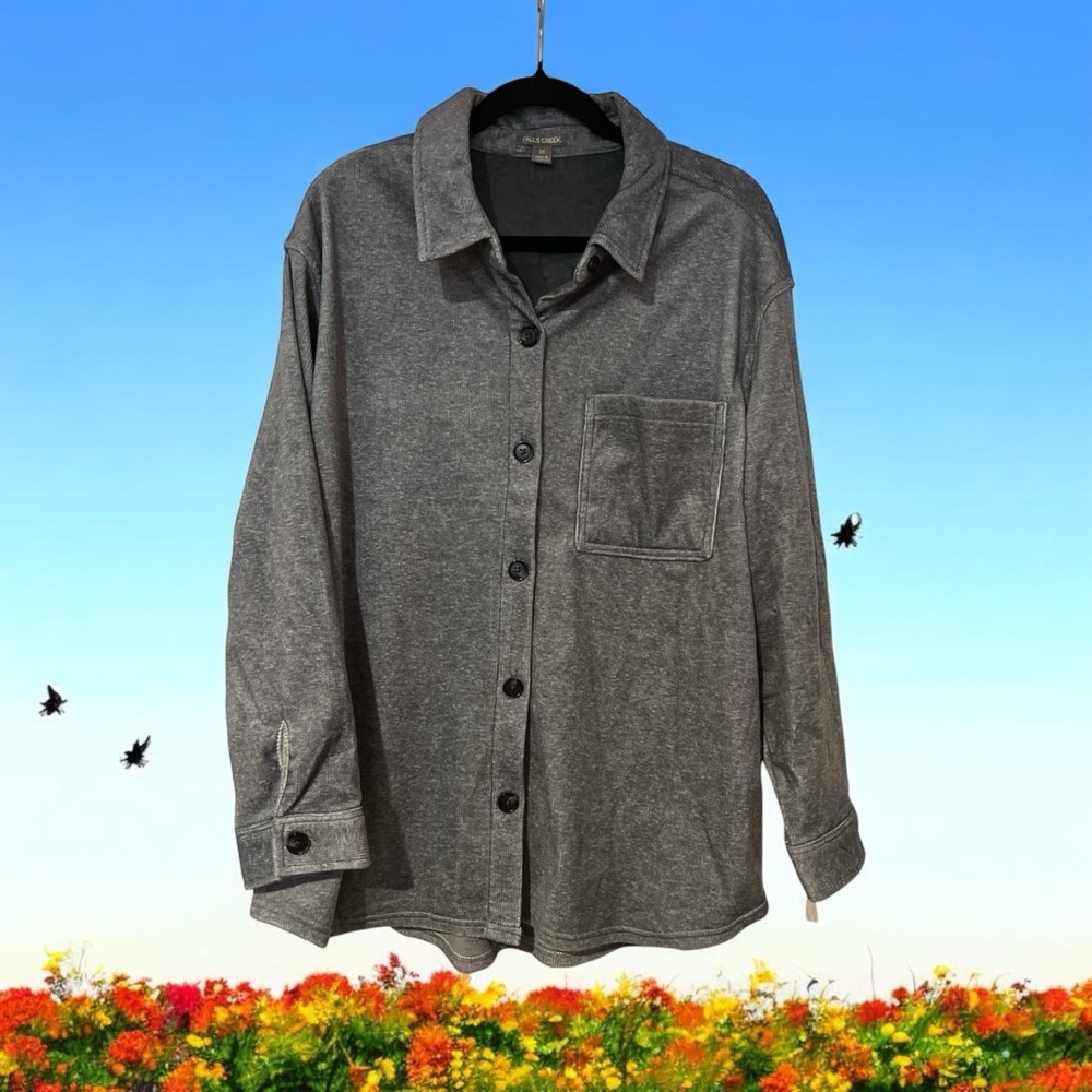 Falls Creek Gray Lightweight Shirt Jacket with Relaxed Fit